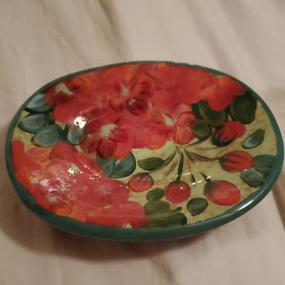 Lesal Ceramics Floral Design Soap Dish NWT
